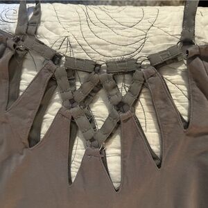 Buckle Gray Cutout Top